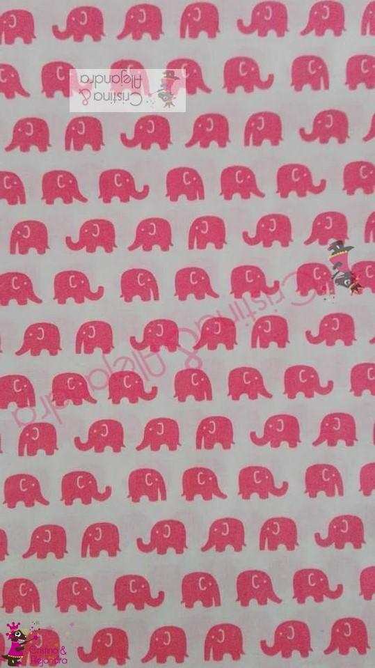 Tela algodón elefantes rosa. Ref 072