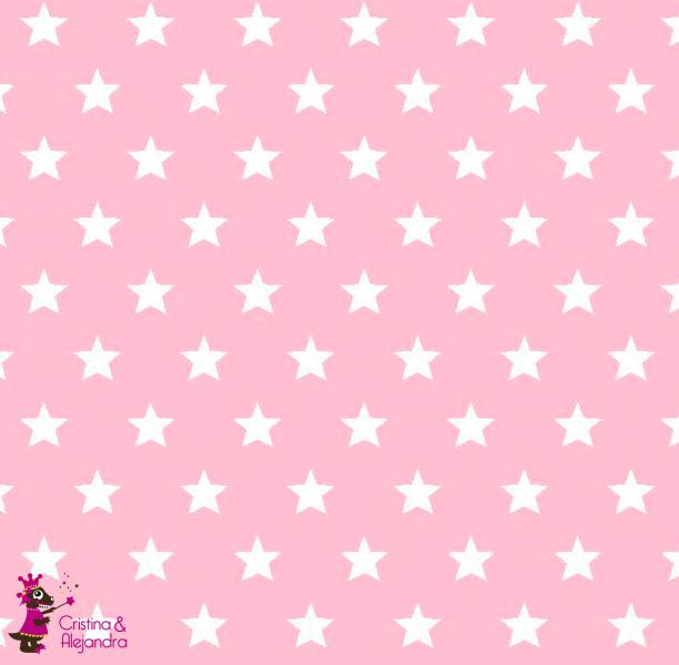 Tela loneta estrella rosa. Ref 011