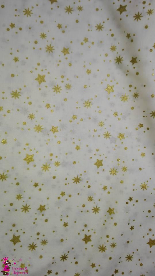 Tela algodón estrellas doradas. Ref 093