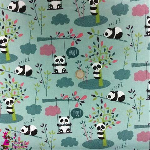 Tela algodón pandas bambú. Ref 036