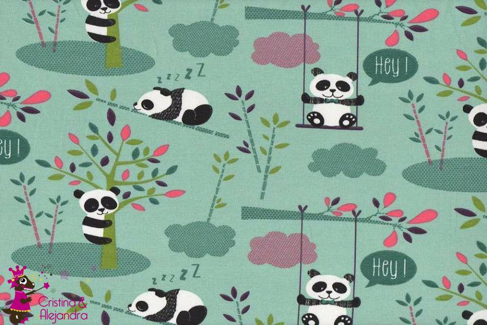 Tela punto pandas bambú. Ref 285