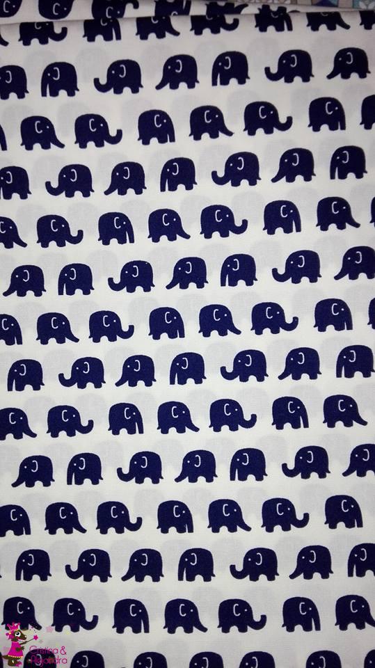 Tela algodón elefantes azules. Ref 045