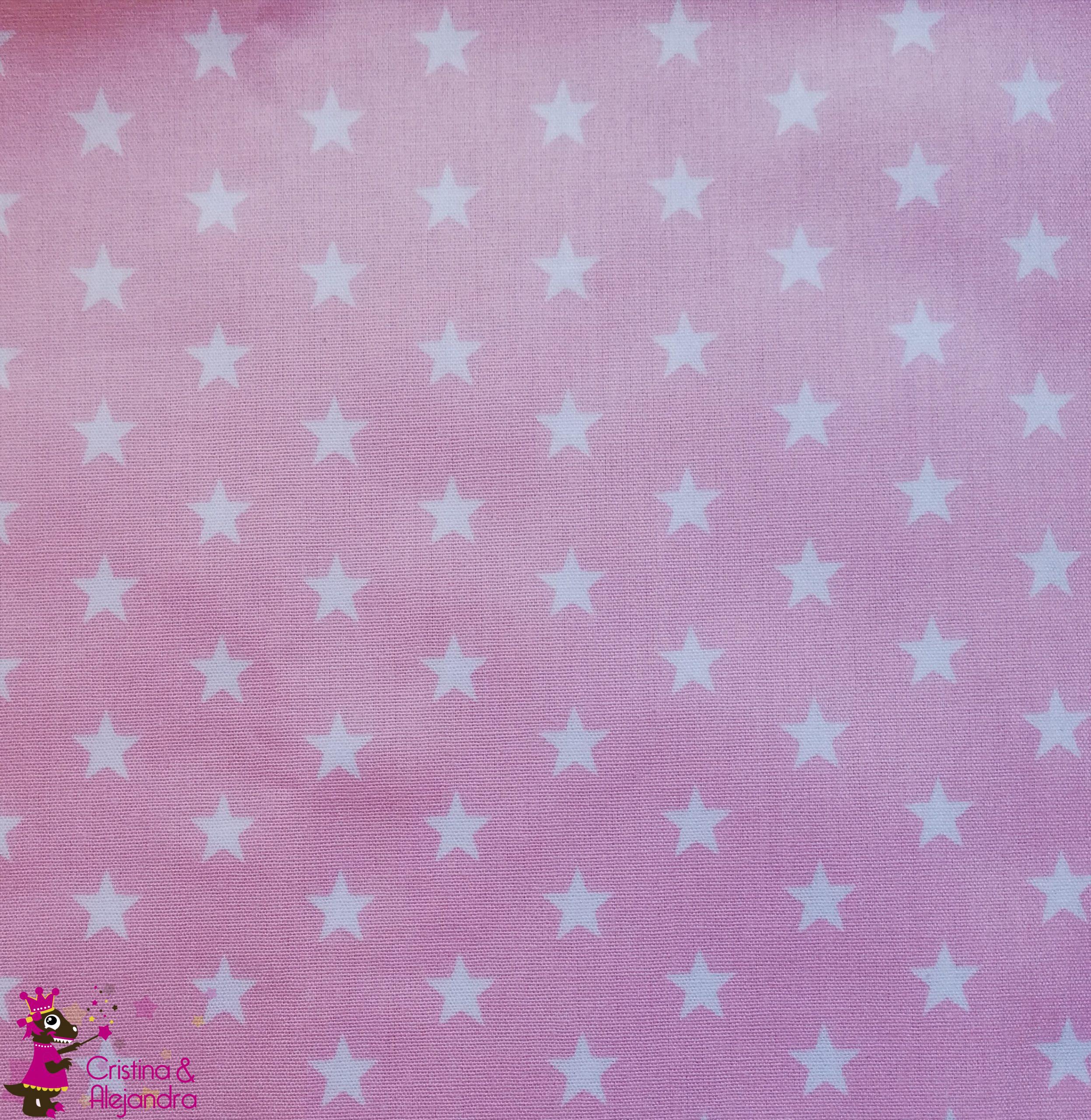 Tela algodón estrella fondo rosa. Ref 527