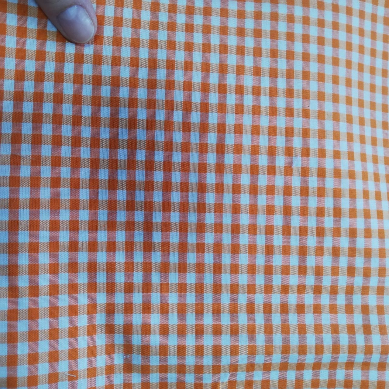 Tela algodón vichy naranja 0,5 cm. Ref.553