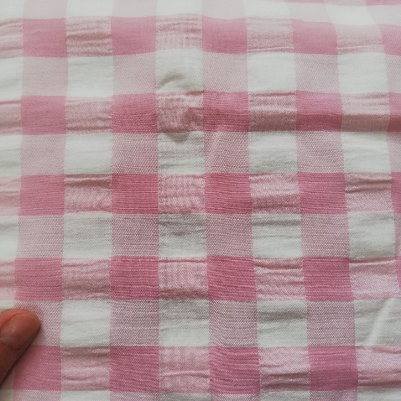 Tela algodón vichy rosa 2cm. Ref. 565