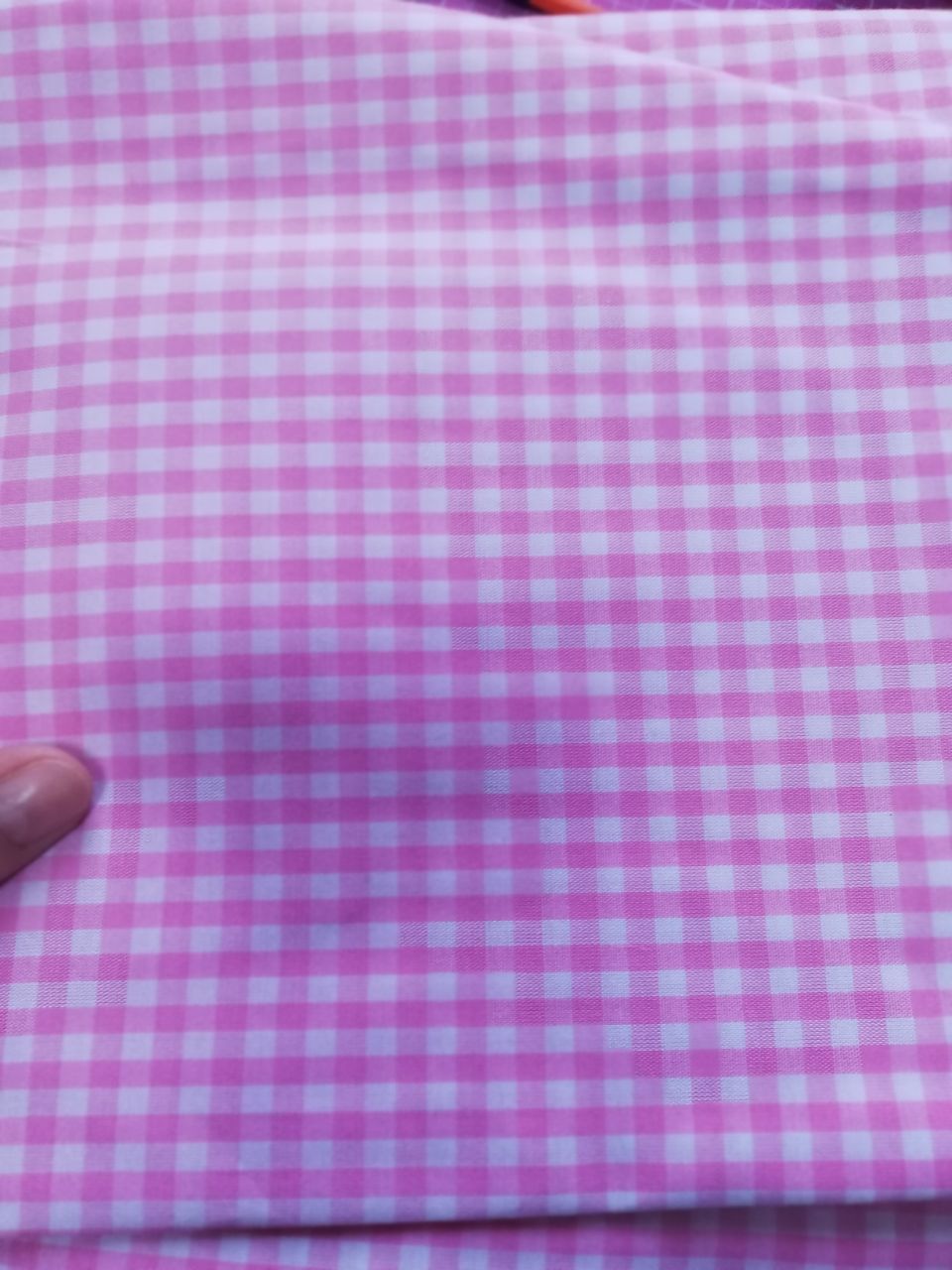 Tela algodón vichy rosa bebe 0,5 cm. Ref 551