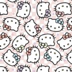 Tela algodón Hello Kitty cuadros rosa. Ref 782