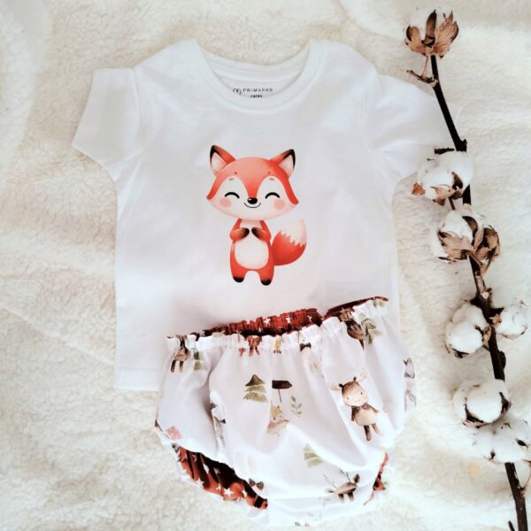 Cristina y Alejandra. Conjunto talla 12-18 meses camiseta zorro y cubre pañal